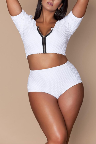 White Fashion Sexy Printed Plus Size Swimsuit