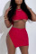 Rose Red Fashion Sexy Solid Hollowed Out Slit O Neck Sleeveless Dress