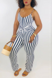 Red Sexy Fashion Striped Print Sling Jumpsuit