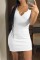 White Sexy Casual Solid Basic V Neck Vest Dress Dresses
