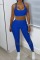 Royal Blue Casual Sportswear Solid Split Joint U Neck Sleeveless Two Pieces