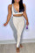 Gray White Casual Sportswear Patchwork Vests V Neck Sleeveless Two Pieces