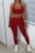 Red Casual Sportswear Solid Split Joint U Neck Sleeveless Two Pieces