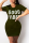 Army Green Casual Print Split Joint O Neck Pencil Skirt Dresses