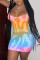 Multi-color Fashion Gradual Change Print Backless Spaghetti Strap Sleeveless Dress