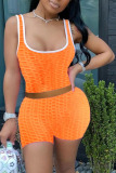 Orange Sexy Solid Patchwork Sleeveless Two Pieces