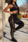 Black Casual Sportswear Solid Split Joint See-through O Neck Sleeveless Two Pieces