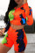 Orange Fashion Casual Print Basic Hooded Collar Long Sleeve Two Pieces