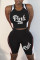 Black Casual Sportswear Letter Print Patchwork O Neck Sleeveless Two Pieces
