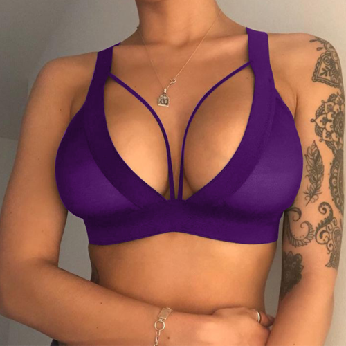 Purple Sexy Patchwork Hollowed Out Swimwears