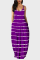 Purple Casual Print Patchwork Spaghetti Strap Printed Dress Plus Size Dresses
