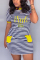 Yellow Fashion Casual Printed Short Sleeve Dress