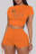 Orange Sexy Print Bronzing Backless Fold O Neck Short Sleeve Two Pieces