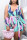 Light Green Fashion Casual Print Hollowed Out V Neck Plus Size Romper