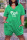 Green Fashion Casual Letter Print Basic V Neck Plus Size Jumpsuits