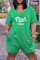 Green Fashion Casual Letter Print Basic V Neck Plus Size Jumpsuits