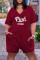 Red Fashion Casual Letter Print Basic V Neck Plus Size Jumpsuits