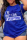 Royal Blue Casual Print Letter O Neck T-Shirts