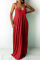 Red Sexy Casual Solid Basic V Neck Sling Dress