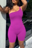 Royal Blue Sexy Casual Solid Backless One Shoulder Skinny Jumpsuits