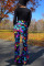 Black Fashion Sexy Colorful Printing Wide Leg Pants
