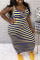 Red Fashion Sexy adult Ma'am O Neck Striped contrast color Stitching Stripe Plus Size