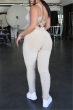 Mint green Fashion Sexy Solid Hollowed Out Backless Fold Halter Skinny Jumpsuits