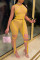 Yellow Sexy Patchwork See-through Strap Design O Neck Sleeveless Two Pieces