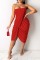 Red Fashion Sexy Solid Split Joint Backless Strapless Irregular Dress