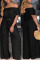 Black Fashion Casual asymmetrical Solid Bandage Loose Two-piece Pants Set