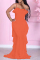 Khaki Fashion Casual Solid Backless Spaghetti Strap Sleeveless Dress