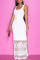White Sexy Casual Solid Hollowed Out Split Joint U Neck Vest Dress