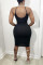 Black Sexy Casual Solid Backless U Neck Sling Dress
