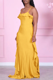 Pink Fashion Casual Solid Backless Spaghetti Strap Sleeveless Dress