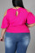 Black Fashion Casual Solid Hollowed Out V Neck Plus Size Tops
