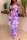 Purple Fashion Sexy Print Hollowed Out Backless Swimwears Set