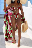 Green Sexy Fashion Printing Swimsuit Three-piece Suit