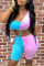 Blue Pink Sexy Casual Patchwork Backless One Shoulder Sleeveless Two Pieces