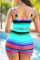 Light Blue Fashion Sexy Print Hollowed Out Backless Swimwears