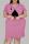 Pink Fashion Casual Plus Size Print Basic V Neck Short Sleeve Dress