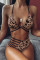 Leopard print Nylon Two Piece Suits Patchwork bandage Europe and America Tankinis Set