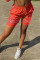 Orange Fashion Casual Print Basic Regular Mid Waist Shorts