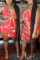 Red Sexy Fashion Print Plus Size Sleeveless Dress