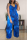 Blue Sexy Patchwork Tie-dye Spaghetti Strap Straight Jumpsuits