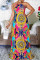 Multicolor Fashion Sexy Print Backless O Neck Sleeveless Dress