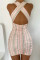 Multicolor Fashion Sexy Striped Print Backless Fold V Neck Sleeveless Dress