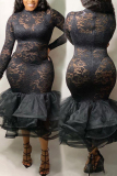 Black Nightclub Sexy Cutout Lace Dress