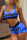 Blue Sexy Sportswear Print Basic U Neck Sleeveless Two Pieces