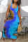 Rose Red Sexy Tie-dye Printed Sleeveless Dress
