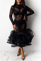 Black Nightclub Sexy Cutout Lace Dress
